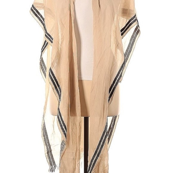 Elegant & Chic Beige Sheer Scarf with Black Stripes— New With Tags Eileen Fisher - Picture 3 of 3